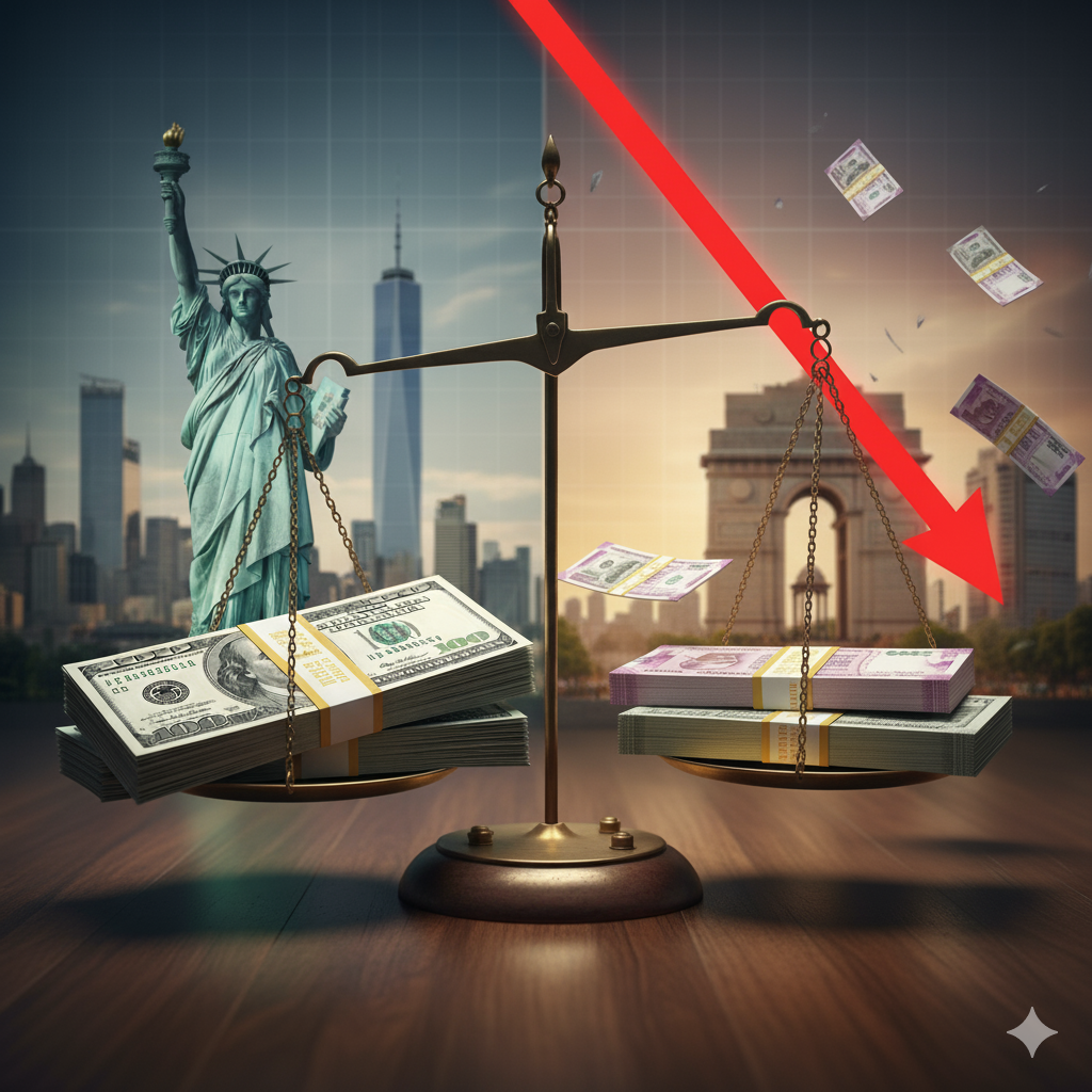 " The Fall of Indian Rupee in 2025" gemini generated image lfiwjllfiwjllfiw